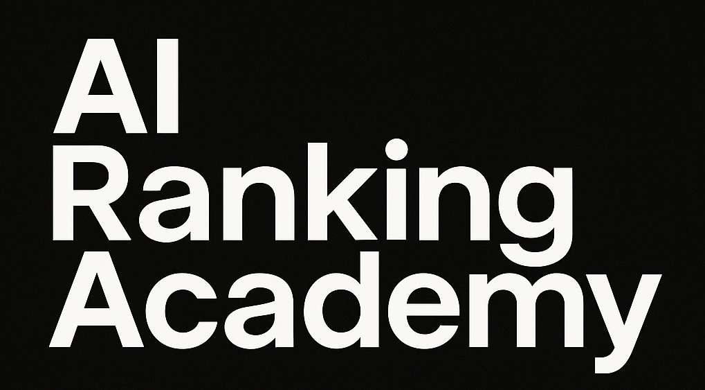 AI Ranking Academy logo white text on black background