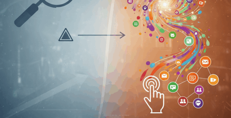 Graphic showing modern user search behavior and digital engagement