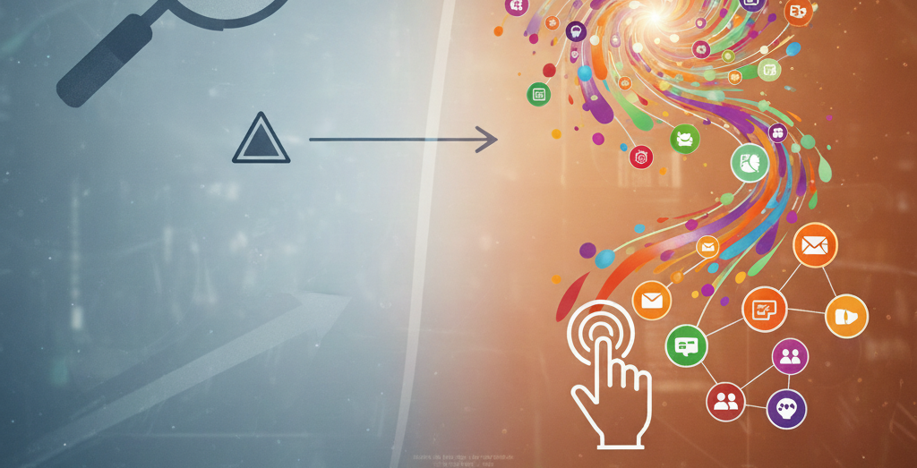 Graphic showing modern user search behavior and digital engagement